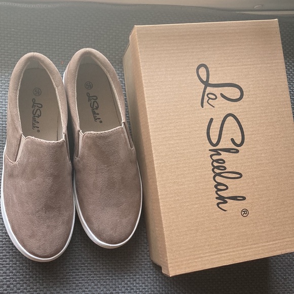 Taupe Suede Slip On Sneakers - Picture 7 of 8